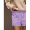 image:imageWomens Lace Trim Satin Shorts Shiny Elastic Waist Mini Shorts French KnickersPurple