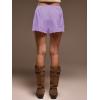 image:imageWomens Lace Trim Satin Shorts Shiny Elastic Waist Mini Shorts French KnickersPurple