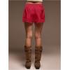 image:imageWomens Lace Trim Satin Shorts Shiny Elastic Waist Mini Shorts French KnickersRed