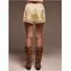 image:imageWomens Lace Trim Satin Shorts Shiny Elastic Waist Mini Shorts French KnickersSoft Yellow