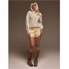 image:imageWomens Lace Trim Satin Shorts Shiny Elastic Waist Mini Shorts French KnickersSoft Yellow