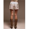 image:imageWomens Lace Trim Satin Shorts Shiny Elastic Waist Mini Shorts French KnickersWhite