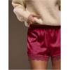 image:imageWomens Lace Trim Satin Shorts Shiny Elastic Waist Mini Shorts French KnickersWine Red