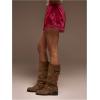 image:imageWomens Lace Trim Satin Shorts Shiny Elastic Waist Mini Shorts French KnickersWine Red