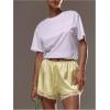 image:imageWomens Lace Trim Satin Shorts Shiny Elastic Waist Mini Shorts French KnickersYellow