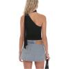 image:imageWomens Leopard Asymmetrical Halter Tops Sleeveless Slim Fit Summer Going Out Y2K Crop Tank TopBlack