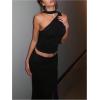 image:imageWomens Leopard Asymmetrical Halter Tops Sleeveless Slim Fit Summer Going Out Y2K Crop Tank TopBlack