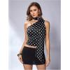 image:imageWomens Leopard Asymmetrical Halter Tops Sleeveless Slim Fit Summer Going Out Y2K Crop Tank TopBlack Dots