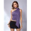 image:imageWomens Leopard Asymmetrical Halter Tops Sleeveless Slim Fit Summer Going Out Y2K Crop Tank TopBlue Dots