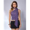 image:imageWomens Leopard Asymmetrical Halter Tops Sleeveless Slim Fit Summer Going Out Y2K Crop Tank TopBlue Dots