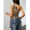 image:imageWomens Leopard Asymmetrical Halter Tops Sleeveless Slim Fit Summer Going Out Y2K Crop Tank TopBrown Cheetah