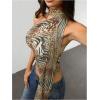 image:imageWomens Leopard Asymmetrical Halter Tops Sleeveless Slim Fit Summer Going Out Y2K Crop Tank TopBrown Cheetah