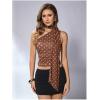 image:imageWomens Leopard Asymmetrical Halter Tops Sleeveless Slim Fit Summer Going Out Y2K Crop Tank TopBrown Dots
