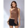 image:imageWomens Leopard Asymmetrical Halter Tops Sleeveless Slim Fit Summer Going Out Y2K Crop Tank TopBrown Dots