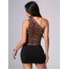 image:imageWomens Leopard Asymmetrical Halter Tops Sleeveless Slim Fit Summer Going Out Y2K Crop Tank TopBrown Leopard