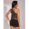 image:imageWomens Leopard Asymmetrical Halter Tops Sleeveless Slim Fit Summer Going Out Y2K Crop Tank TopBrown Print