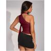 image:imageWomens Leopard Asymmetrical Halter Tops Sleeveless Slim Fit Summer Going Out Y2K Crop Tank TopBurgundy