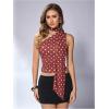 image:imageWomens Leopard Asymmetrical Halter Tops Sleeveless Slim Fit Summer Going Out Y2K Crop Tank TopBurgundy Dots