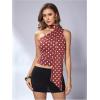 image:imageWomens Leopard Asymmetrical Halter Tops Sleeveless Slim Fit Summer Going Out Y2K Crop Tank TopBurgundy Dots