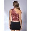 image:imageWomens Leopard Asymmetrical Halter Tops Sleeveless Slim Fit Summer Going Out Y2K Crop Tank TopBurgundy Dots