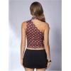 image:imageWomens Leopard Asymmetrical Halter Tops Sleeveless Slim Fit Summer Going Out Y2K Crop Tank TopCoffee Brown Dots