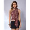 image:imageWomens Leopard Asymmetrical Halter Tops Sleeveless Slim Fit Summer Going Out Y2K Crop Tank TopCoffee Brown Dots