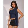 image:imageWomens Leopard Asymmetrical Halter Tops Sleeveless Slim Fit Summer Going Out Y2K Crop Tank TopDeep Blue