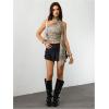 image:imageWomens Leopard Asymmetrical Halter Tops Sleeveless Slim Fit Summer Going Out Y2K Crop Tank TopDeer Print