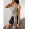 image:imageWomens Leopard Asymmetrical Halter Tops Sleeveless Slim Fit Summer Going Out Y2K Crop Tank TopDeer Print