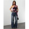 image:imageWomens Leopard Asymmetrical Halter Tops Sleeveless Slim Fit Summer Going Out Y2K Crop Tank TopFloral Dots
