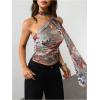 image:imageWomens Leopard Asymmetrical Halter Tops Sleeveless Slim Fit Summer Going Out Y2K Crop Tank TopFloral Print