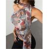 image:imageWomens Leopard Asymmetrical Halter Tops Sleeveless Slim Fit Summer Going Out Y2K Crop Tank TopFloral Print