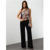 image:imageWomens Leopard Asymmetrical Halter Tops Sleeveless Slim Fit Summer Going Out Y2K Crop Tank TopFloral Print