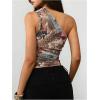 image:imageWomens Leopard Asymmetrical Halter Tops Sleeveless Slim Fit Summer Going Out Y2K Crop Tank TopFloral Print