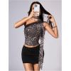 image:imageWomens Leopard Asymmetrical Halter Tops Sleeveless Slim Fit Summer Going Out Y2K Crop Tank TopGrey