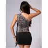 image:imageWomens Leopard Asymmetrical Halter Tops Sleeveless Slim Fit Summer Going Out Y2K Crop Tank TopGrey