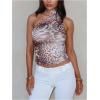 image:imageWomens Leopard Asymmetrical Halter Tops Sleeveless Slim Fit Summer Going Out Y2K Crop Tank TopLight Brown
