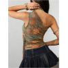 image:imageWomens Leopard Asymmetrical Halter Tops Sleeveless Slim Fit Summer Going Out Y2K Crop Tank TopPaisley Graphic