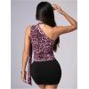 image:imageWomens Leopard Asymmetrical Halter Tops Sleeveless Slim Fit Summer Going Out Y2K Crop Tank TopPink