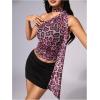 image:imageWomens Leopard Asymmetrical Halter Tops Sleeveless Slim Fit Summer Going Out Y2K Crop Tank TopPink