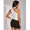 image:imageWomens Leopard Asymmetrical Halter Tops Sleeveless Slim Fit Summer Going Out Y2K Crop Tank TopWhite