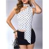 image:imageWomens Leopard Asymmetrical Halter Tops Sleeveless Slim Fit Summer Going Out Y2K Crop Tank TopWhite Dots