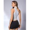 image:imageWomens Leopard Asymmetrical Halter Tops Sleeveless Slim Fit Summer Going Out Y2K Crop Tank TopWhite Dots