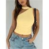 image:imageWomens Leopard Asymmetrical Halter Tops Sleeveless Slim Fit Summer Going Out Y2K Crop Tank TopYellow
