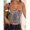 image:imageWomens Leopard Cheetah Sequin Strapless Tube Top Glitter Sleeveless Bandeau Crop Tops Night Out ClothesBrown