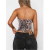 image:imageWomens Leopard Cheetah Sequin Strapless Tube Top Glitter Sleeveless Bandeau Crop Tops Night Out ClothesBrown