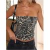 image:imageWomens Leopard Cheetah Sequin Strapless Tube Top Glitter Sleeveless Bandeau Crop Tops Night Out ClothesDeep Grey