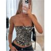 image:imageWomens Leopard Cheetah Sequin Strapless Tube Top Glitter Sleeveless Bandeau Crop Tops Night Out ClothesDeep Grey