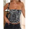 image:imageWomens Leopard Cheetah Sequin Strapless Tube Top Glitter Sleeveless Bandeau Crop Tops Night Out ClothesGrey