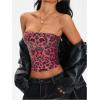 image:imageWomens Leopard Cheetah Sequin Strapless Tube Top Glitter Sleeveless Bandeau Crop Tops Night Out ClothesHot Pink